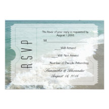 Beach Destination Wedding Ticket Small RSVP Personalized Invitations