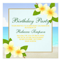 Beach & Frangipani Birthday Invitation