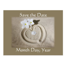 Beach Heart in Sand - Save the Date Wedding Postcard