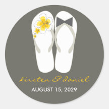 Beach Hibiscus Flip Flops Wedding Favour Gift Stic Sticker