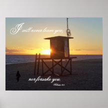 Beach Lifeguard God Will Never Leave Poster