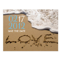 Beach "Love in the Sand" Save the Date Postcard