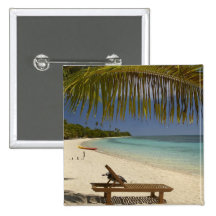 Beach, palm trees & lounger pinback buttons