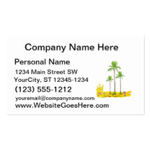 Beach palms sand castle shell business card template