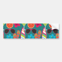 Beach Party Flip Flops Sunglasses Beach Ball Blue Bumper Stickers