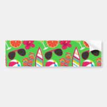 Beach Party Flip Flops Sunglasses Beach Ball Green Bumper Stickers
