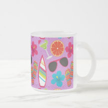 Beach Party Flip Flops Sunglasses Beachball Purple Mugs