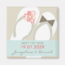 Beach Pink Flip Flops Custom Save The Date Magnet