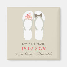 Beach Pink Flip Flops Custom Save The Date Magnet