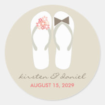 Beach Pink Flip Flops Wedding Favour Gift Sticker