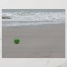 Beach, sand, waves, and green bucket flyer design