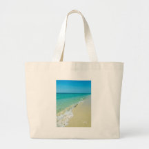 Beach scenery tote bags