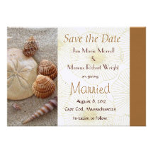 Beach Sea Shells Wedding Save the Date Card Custom Invitations