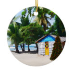 Beach Shack Under the Palms at Christmas Christmas Tree Ornament