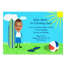Beach Surf Photo Card Custom Invite