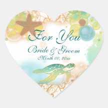 Beach theme wedding favour "For you" Stickers