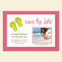 Beach-Themed Save the Date Announcement (pink) invitations