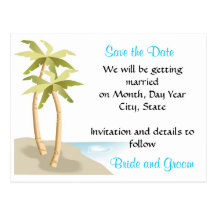 Beach/Tropical Wedding Save the Date Postcard