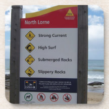 Beach Warning Sign Drink Coaster