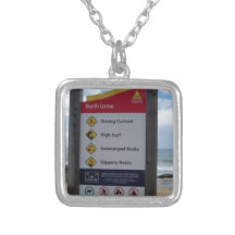 Beach Warning Sign Pendants
