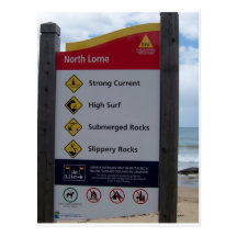 Beach Warning Sign Postcard