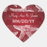 Beach Wedding Date Starfish Red Sticker