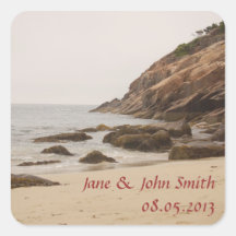 Beach Wedding Favour Stickers - Rocky Beach