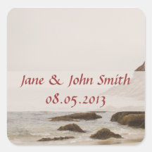 Beach Wedding Favour Stickers - Rocky Beach