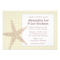 Beach Wedding Invitation - gold checkers invitations