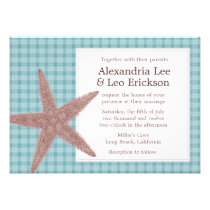 Beach Wedding Invitation - teal checkers invitations
