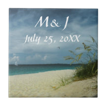 Beach Wedding Keepsake Favour Ceramic Tile