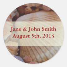 Beach Wedding Multicolored Seashell Stickers