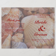 Beach Wedding Program:  Multicolored Seashell Flyers