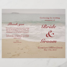 Beach Wedding Program:  Sandy Beach Personalised Flyer