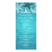 Beach Wedding Program Starfish Blue Invitations