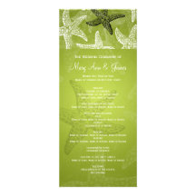 Beach Wedding Program Starfish Lime Green Custom Invitations