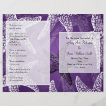 Beach Wedding Program Starfish Purple Custom Flyer