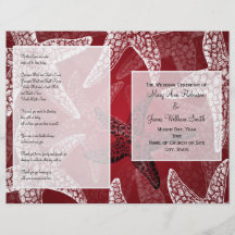 Beach Wedding Program Starfish Red Flyers