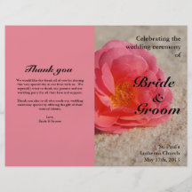 Beach Wedding Programs:  Rose on Sand Flyers