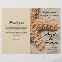 Beach Wedding Programs:  Starfish in Sand Flyers
