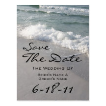 Beach Wedding Save The Date - Ocean Waves & Sand Postcard