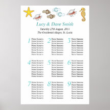 Beach Wedding Table Seating Plan Posters