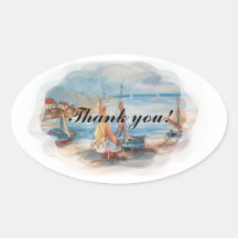 beach weddings oval sticker