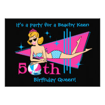 Beachy Keen 50th Birthday Custom Invitations