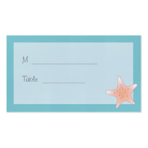 Beachy Starfish Tiffany Blue Aqua Placecard Business Card Template