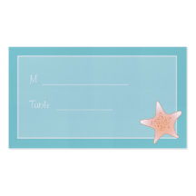 Beachy Whimsical Starfish Tiffany Aqua Placecard Business Card Template