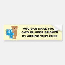 Bear 4th Birthday Tshirts and Gifts Bumper Stickers