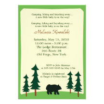 Bear Adirondack Lodge 5x7 Baby Shower Invitation