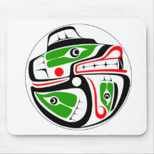Bear and Salmon Design Mouse Pad