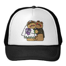 Bear Bride and Bear Groom Trucker Hats